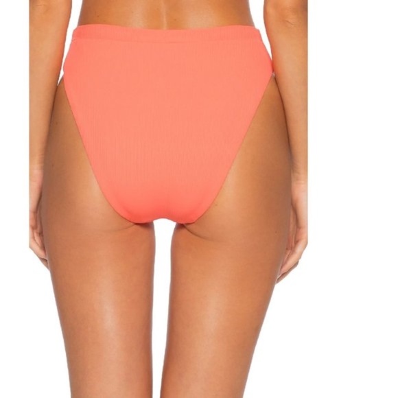 Becca Ribbed High Waist Brazilian Bikini Bottom - Picture 2 of 8